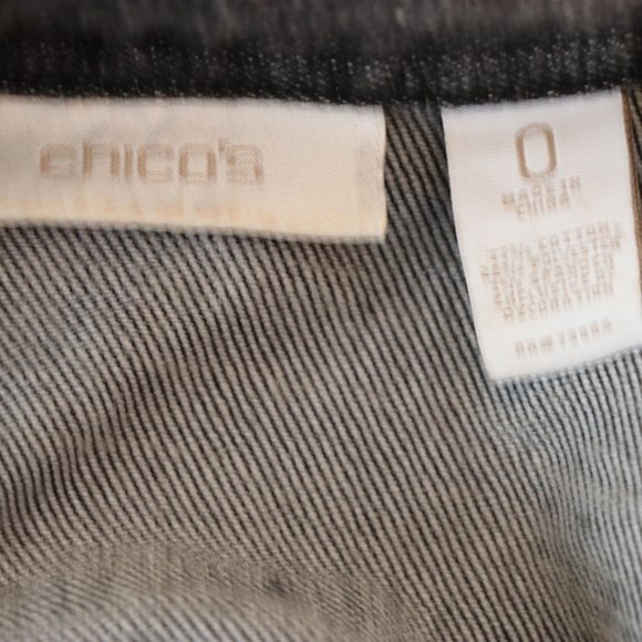 Chico's size 0 beaded embellishment black denim jacket - Picture 8 of 8